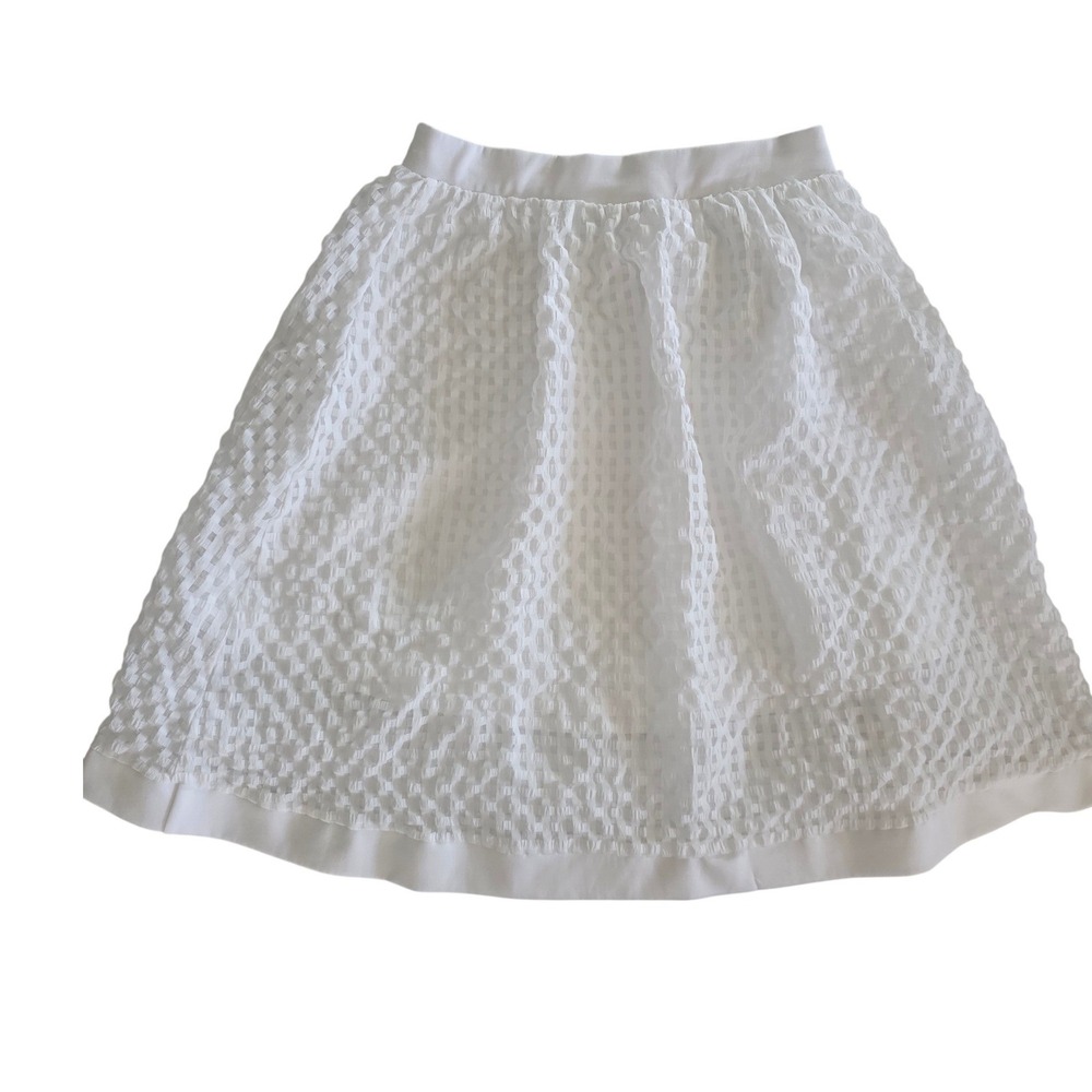 Papaya Womens White Textured Mesh A-Line Skirt Elastic Waist Lined Size‎ S